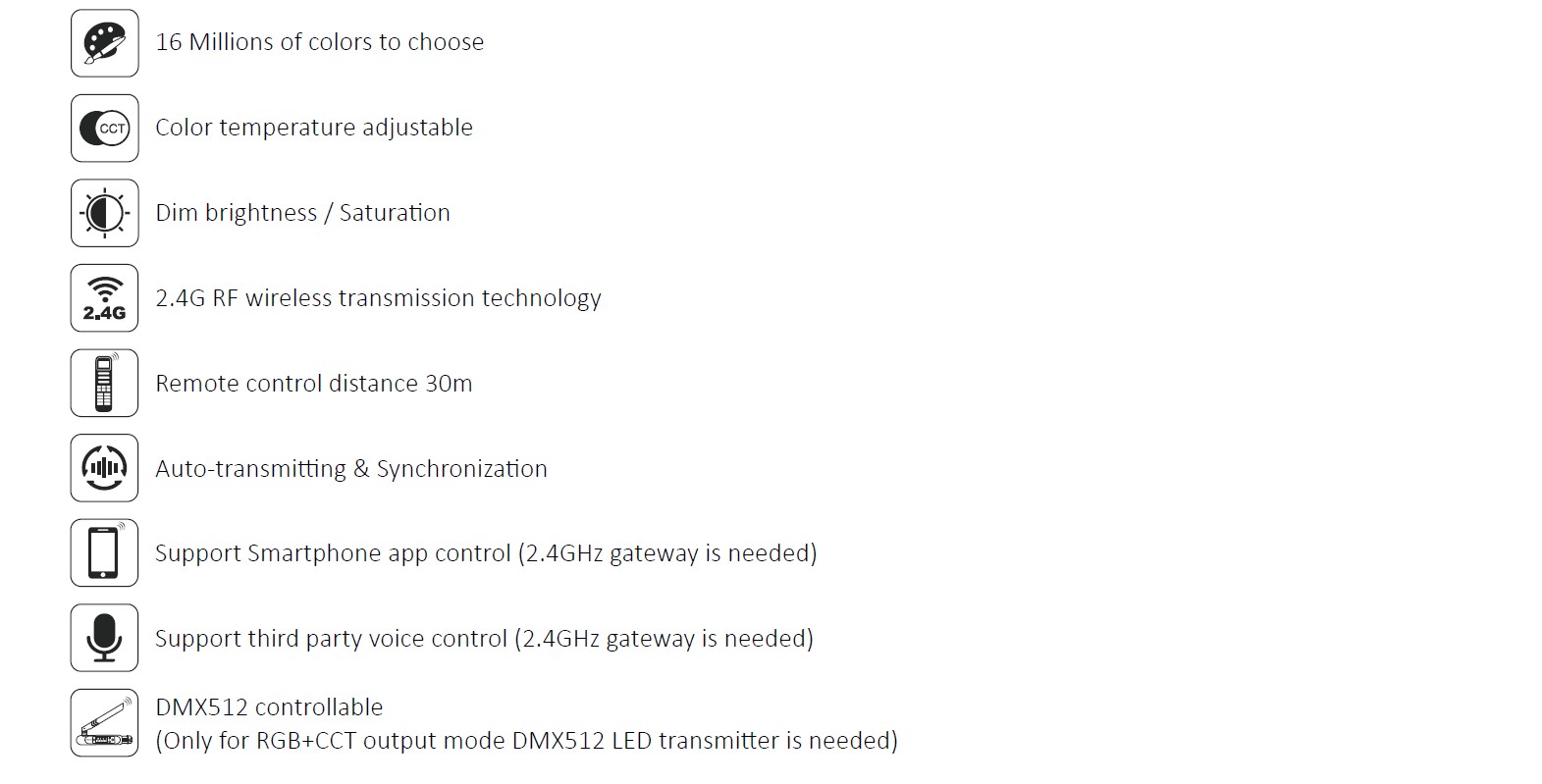 LED ovládač stmívač 3v1 RGB/RGBW/RGBCCT vypínačový 12-24V